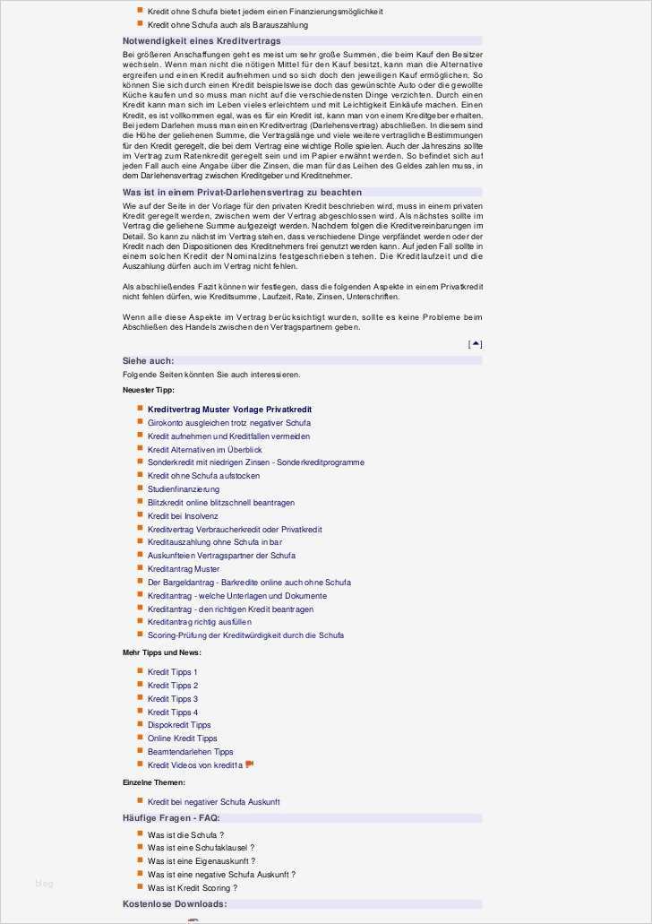 Kreditvertrag Vorlage Einzigartig Kreditvertrag Muster Vorlage