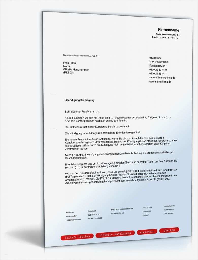 Kündigung An Arbeitgeber Vorlage Cool Betriebsbedingte Kündigung Durch Arbeitgeber