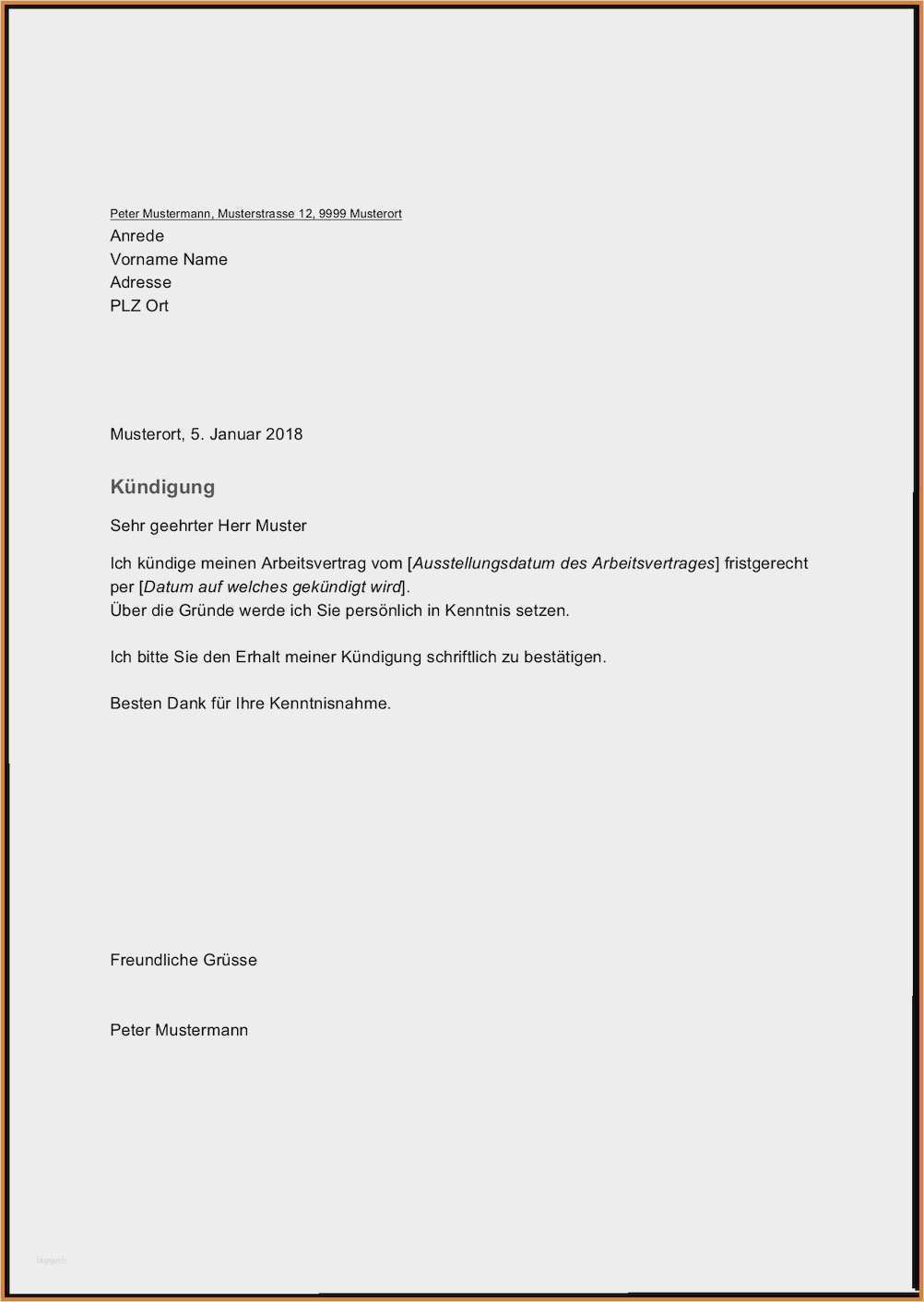 Kündigung Beim Arbeitgeber Vorlage Beste Kündigung Beim Arbeitgeber Vorlage Wunderbar 9 Kündigung
