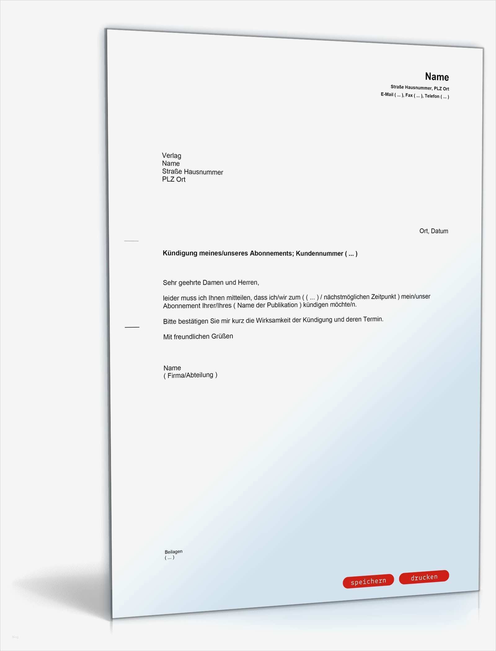 Kündigung Fitnessstudio Vorlage Pdf Erstaunlich Kündigung Abo Muster Vorlage Zum Download