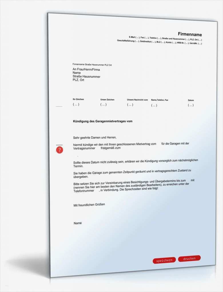 Kündigung Garage Vorlage Word Großartig Fristgemäße Kündigung Garagenmietvertrag Durch Vermieter