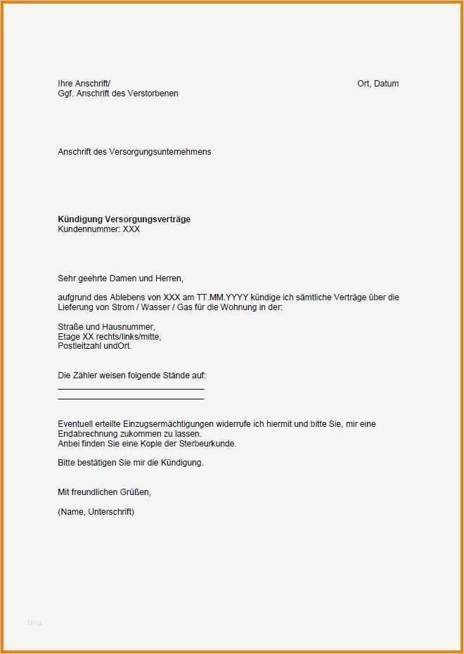 Kündigung Gas Vorlage Gut 5 Wohnungskündigung Vordruck