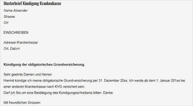 Kündigung Gkv Wechsel Pkv Vorlage Großartig Musterbrief Kündigung Krankenkasse Jenk
