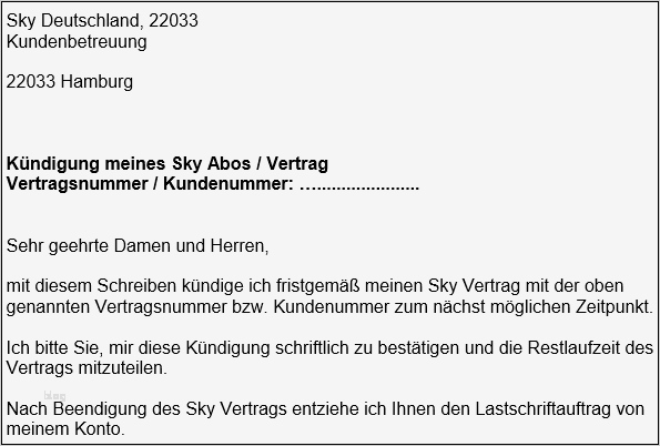 Kündigung Handyvertrag Vorlage Word Einzigartig Sky Kündigen – Abo Kündigungsschreiben Für Word