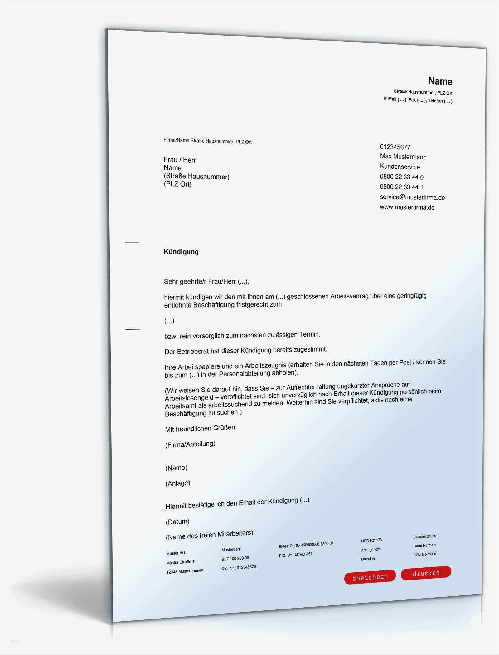 Kündigung In Der Probezeit Vorlage Arbeitnehmer Erstaunlich Fristgemäße Kündigung Minijob