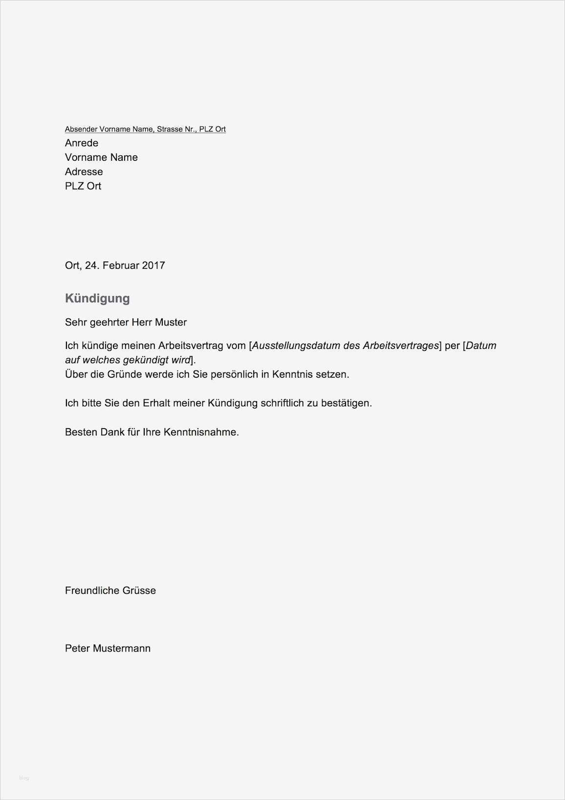 Kündigung Job Vorlage Luxus Kündigung Vorlage Für Arbeitsvertrag Schweiz Gratis Word