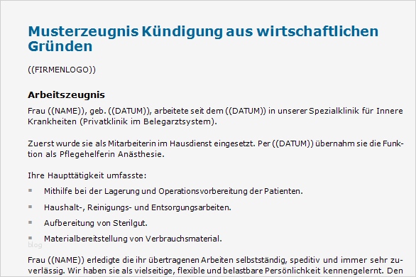 Kündigung Konto Vorlage Luxus Arbeitszeugnis Kündigung Aus Wirtschaftlichen Gründen