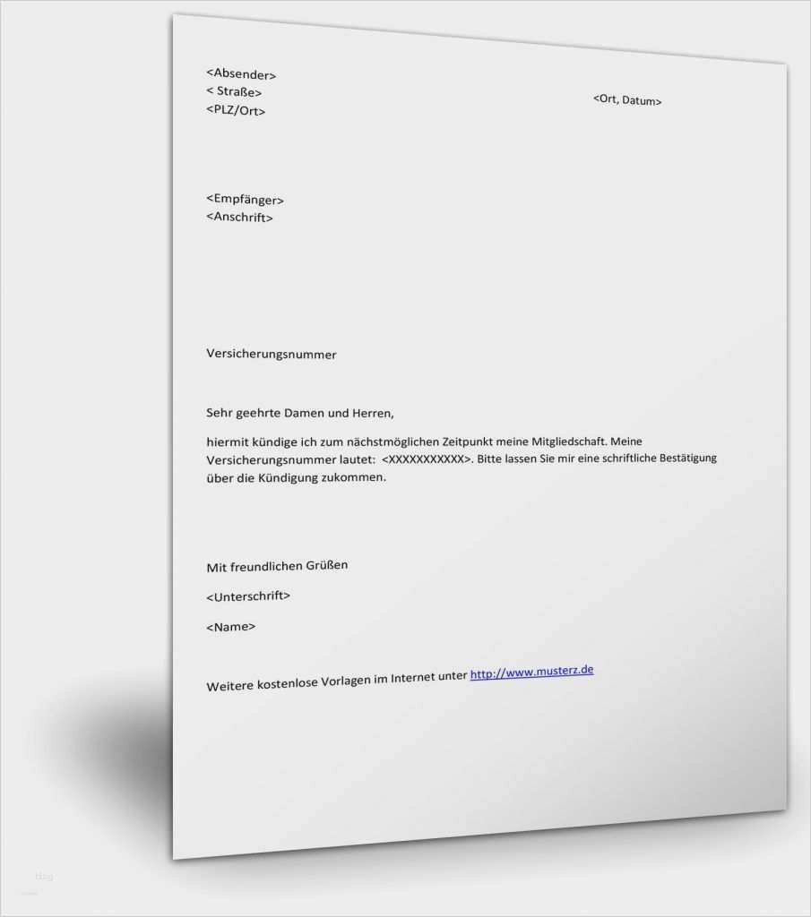 Kündigung Krankenkasse Vorlage Word Schön 42 Großartig Kündigung Krankenkasse Vorlage Abbildung