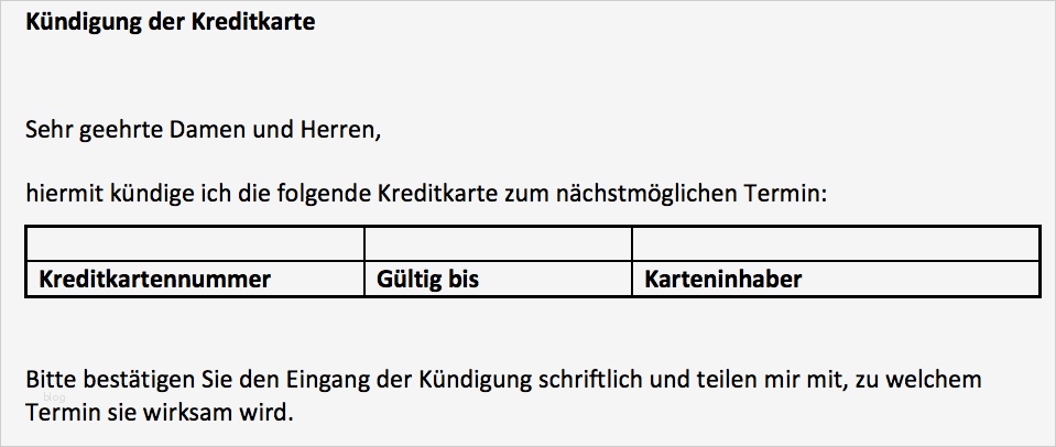 Kündigung Kreditkarte Vorlage Großartig Vorlage so Kreditkarte Kündigen