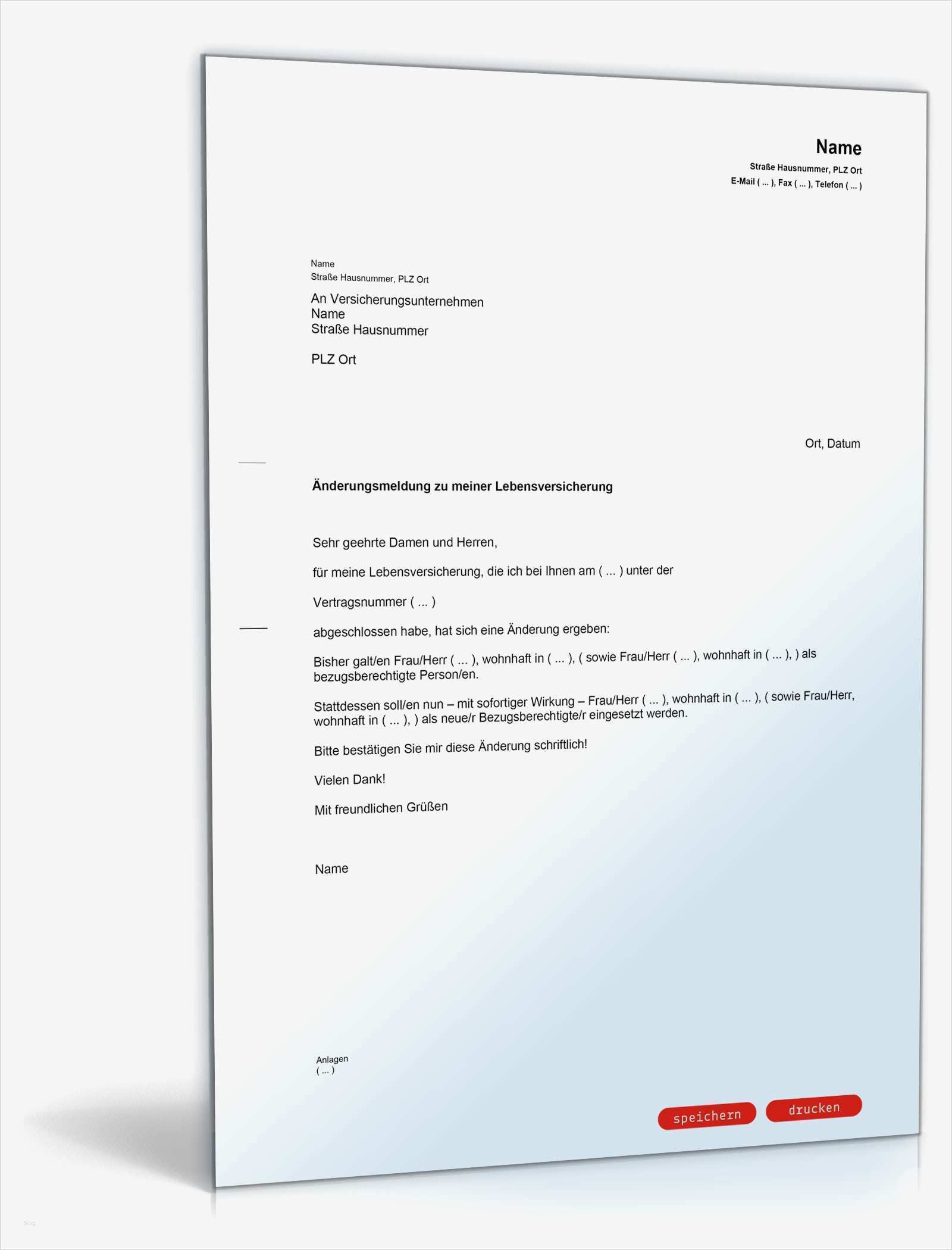 Kündigung Lebensversicherung Vorlage Pdf Schönste Änderung Begünstigter Lebensversicherung Muster Vorlage