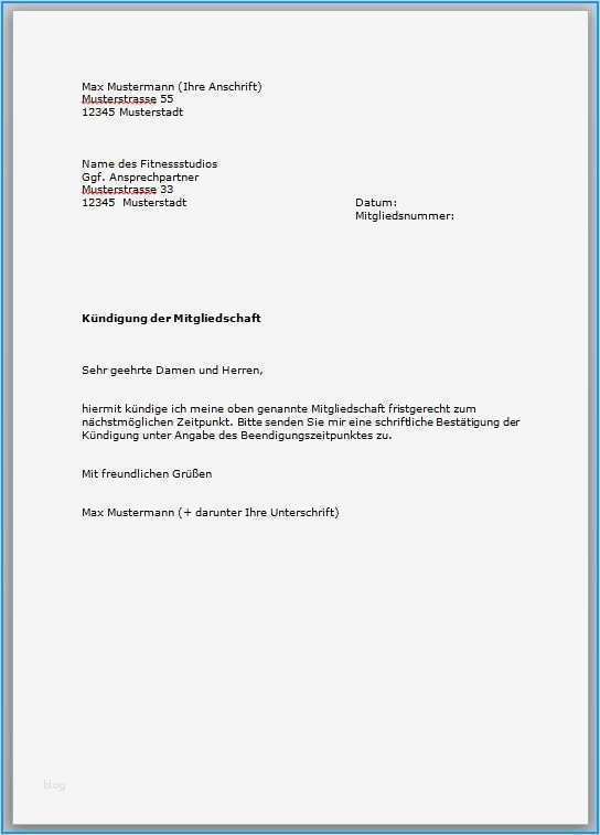 Kündigung Mcfit Vorlage Neu Kündigung Mcfit Vorlage