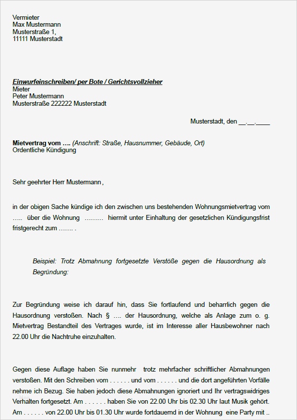 Kündigung Mietvertrag Vermieter Eigenbedarf Vorlage Cool Vermieter Paket Abmahnungen Kündigung sofort Download
