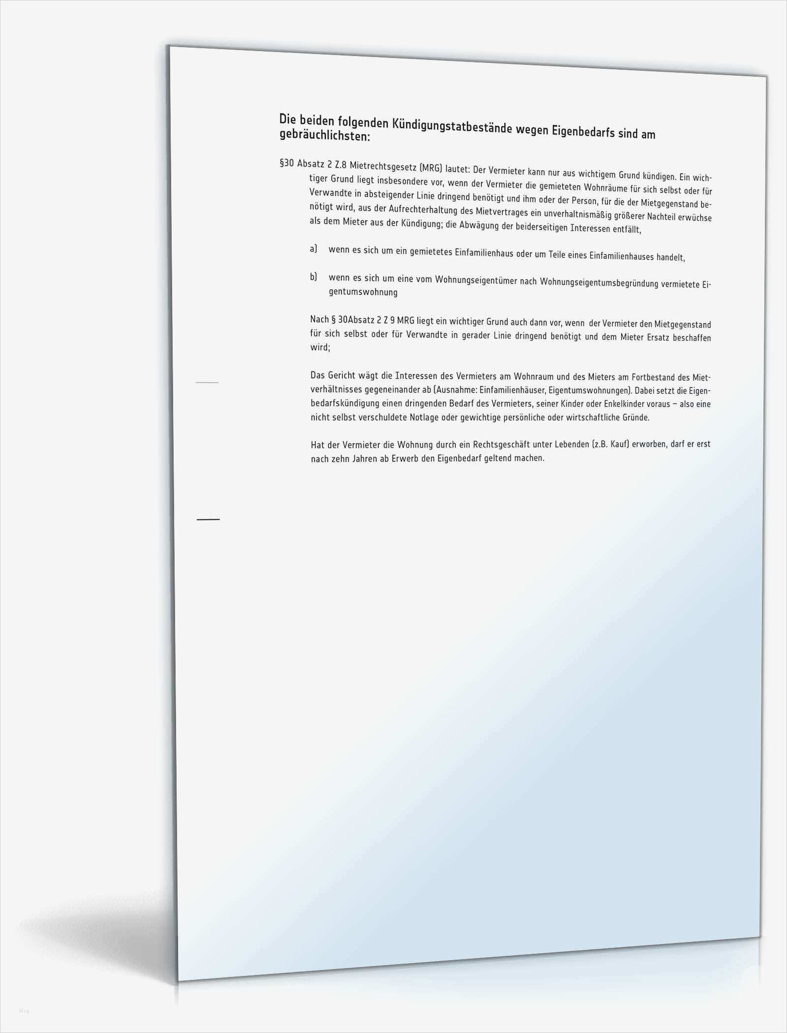 Kündigung Mietvertrag Vermieter Eigenbedarf Vorlage Erstaunlich Kündigung Wegen Eigenbedarf An Einen Mieter Muster