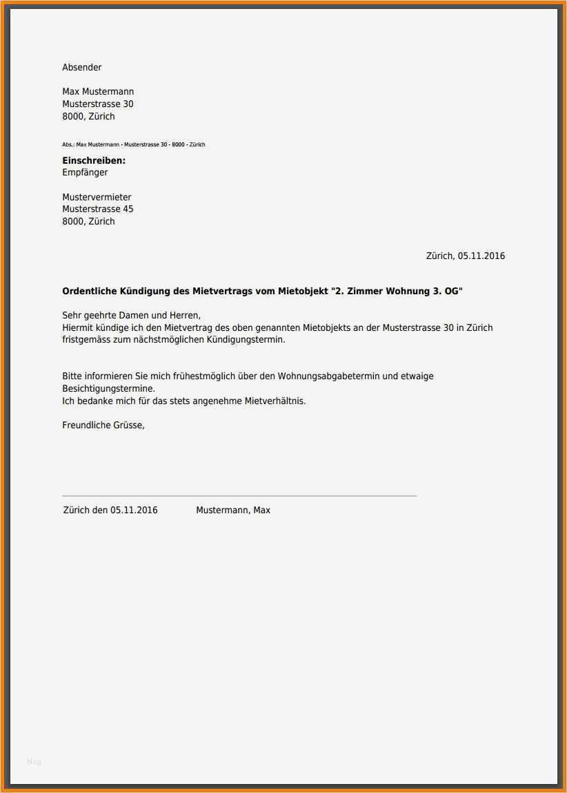 Kündigung Mietvertrag Vorlage Fabelhaft 9 Vorlage Wohnungskündigung
