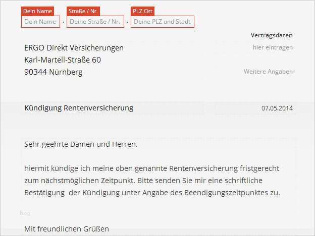 Kündigung Riester Rente Vorlage Schönste Ergo Direkt Rentenversicherung Kündigen Vorlage