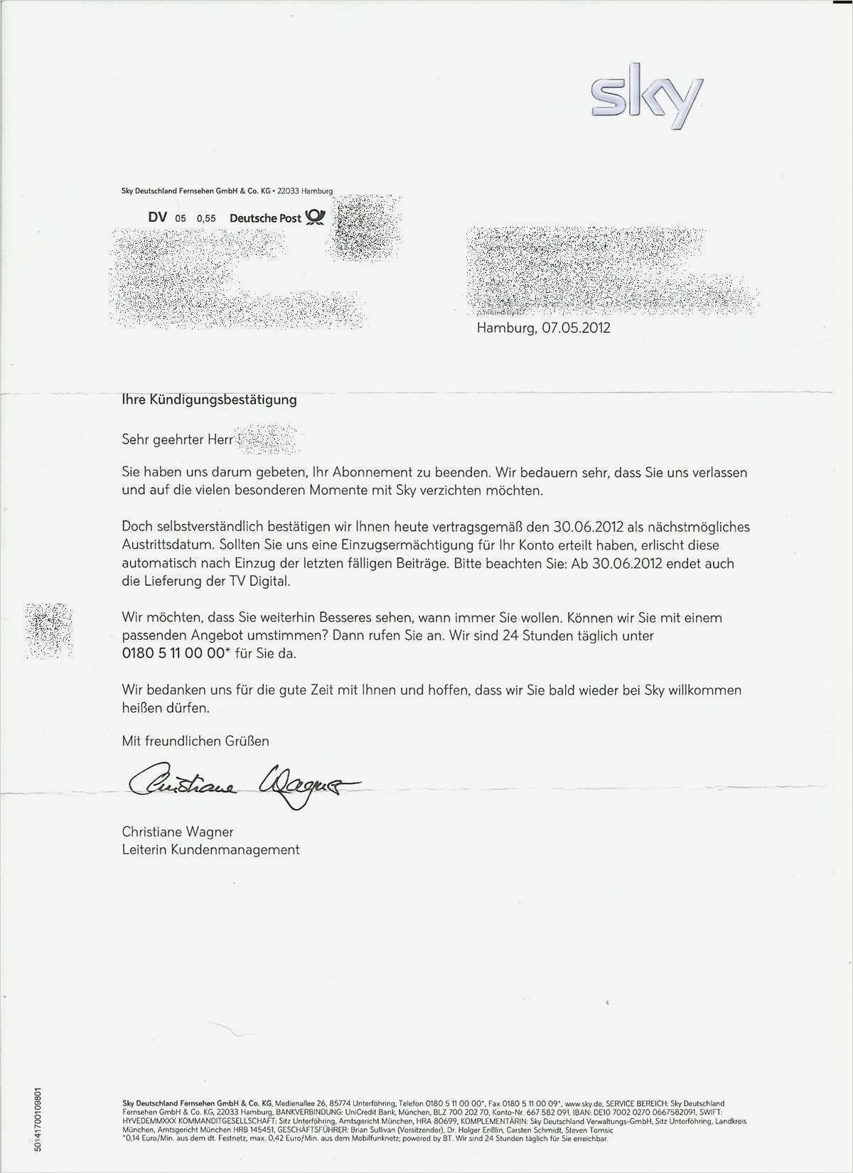 Kündigung Sky Vorlage Word Cool Sky Kündigung Vorlage