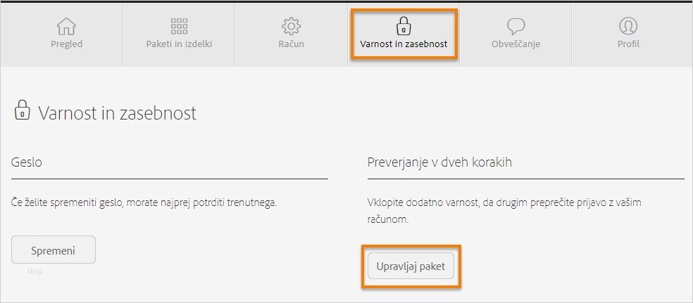 Upravljanje Adobe ID jem
