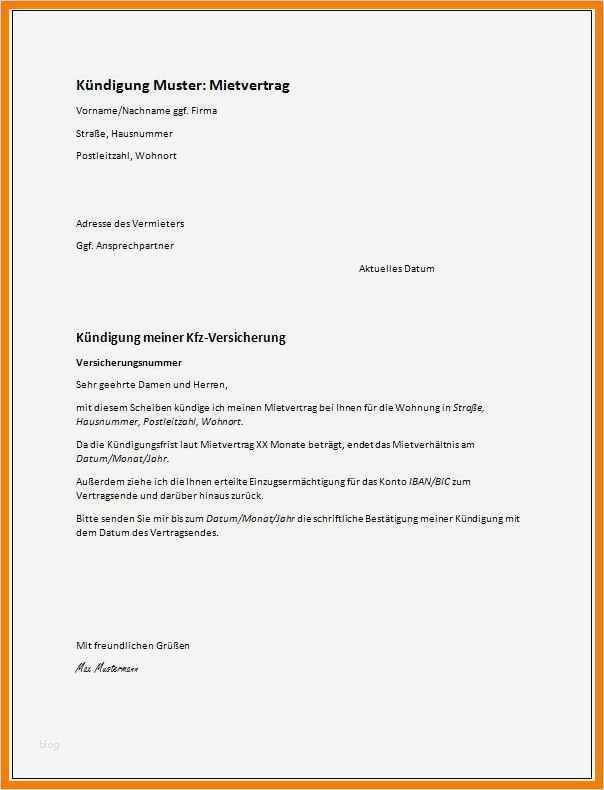 Kündigung Verkehrsrechtsschutz Vorlage Hübsch 12 Kündigung Vorlage Kostenlos