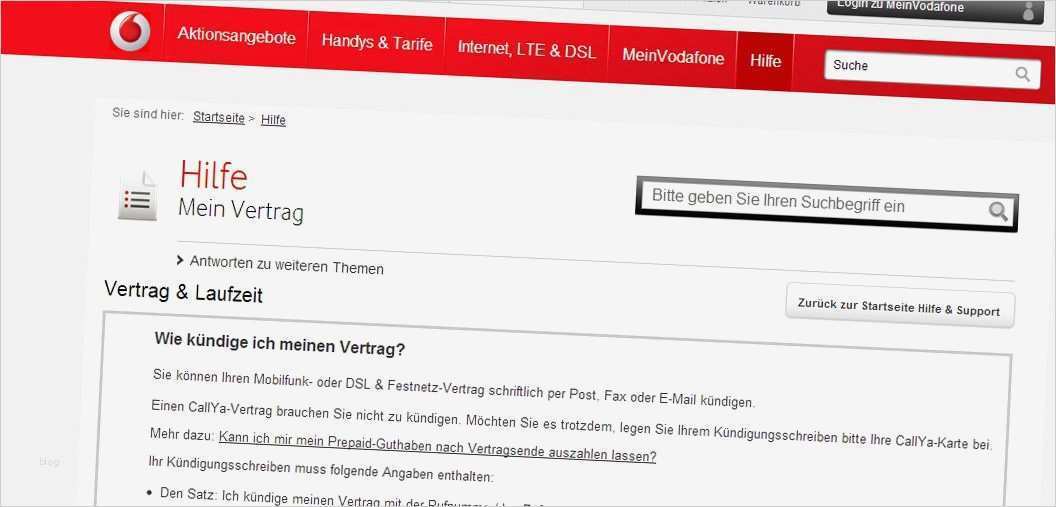 Kündigung Vodafone Vorlage Luxus Vodafone Kündigung Vorlage
