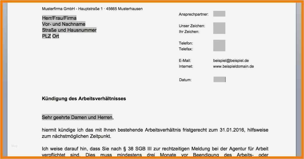 Kündigung Vorlage Arbeitgeber Hübsch 10 Kündigung Arbeitsvertrag Muster