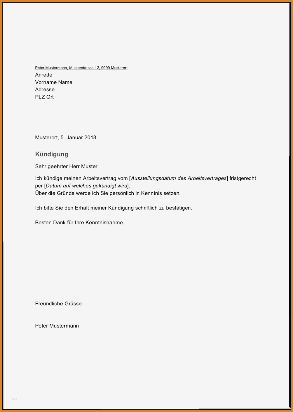 Kündigung Vorlage Kostenlos Arbeitnehmer Erstaunlich 7 Kündigung Sschreiben