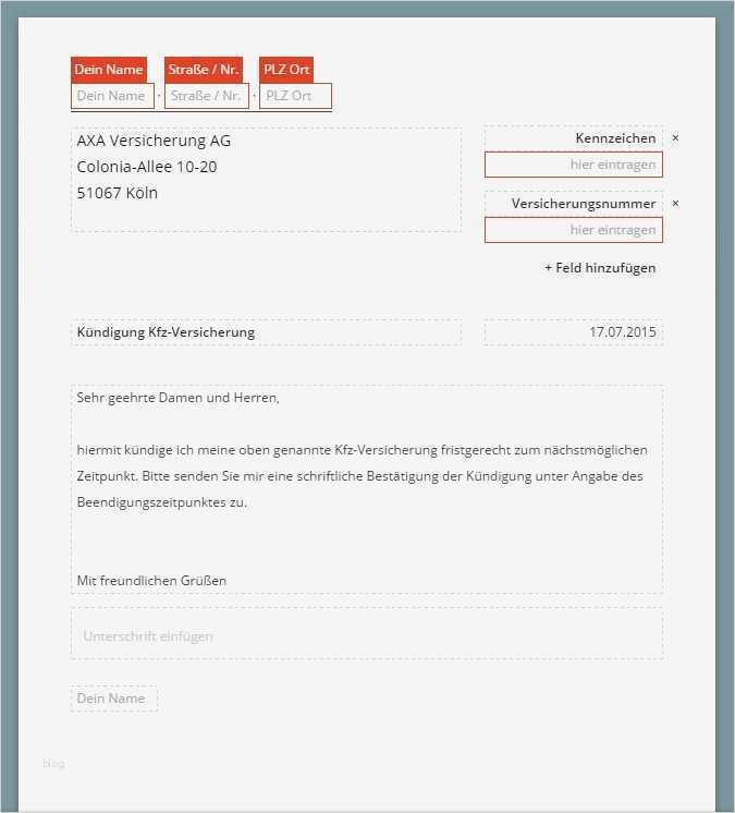 Vorlage Kündigung Versicherung