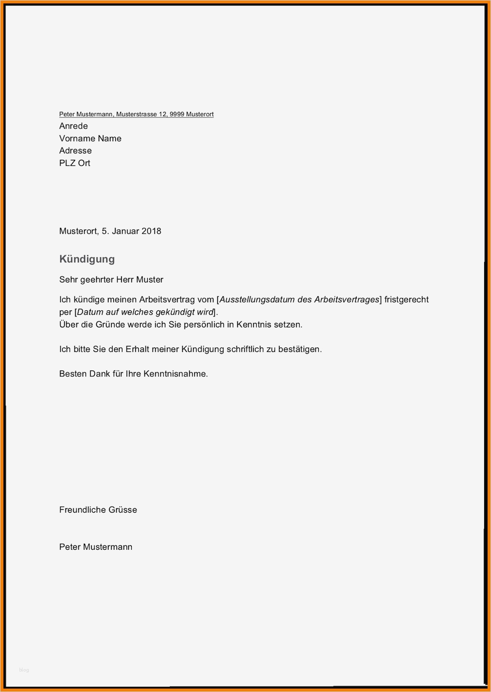 Kündigung Vorlage Zeitung Cool 9 ündigung format