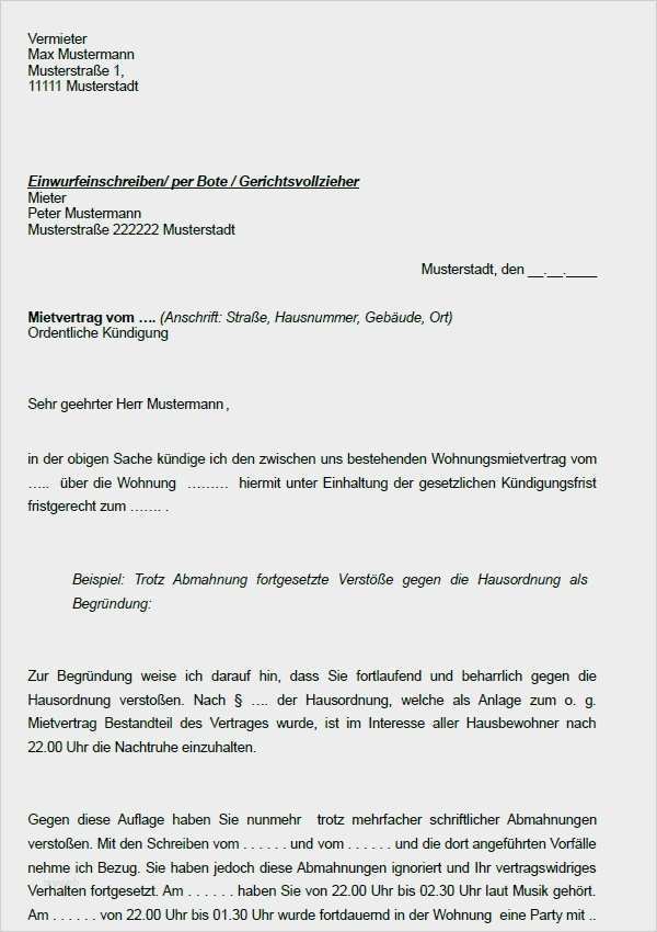 Kündigung Wegen Eigenbedarf Vorlage Großartig Vermieter