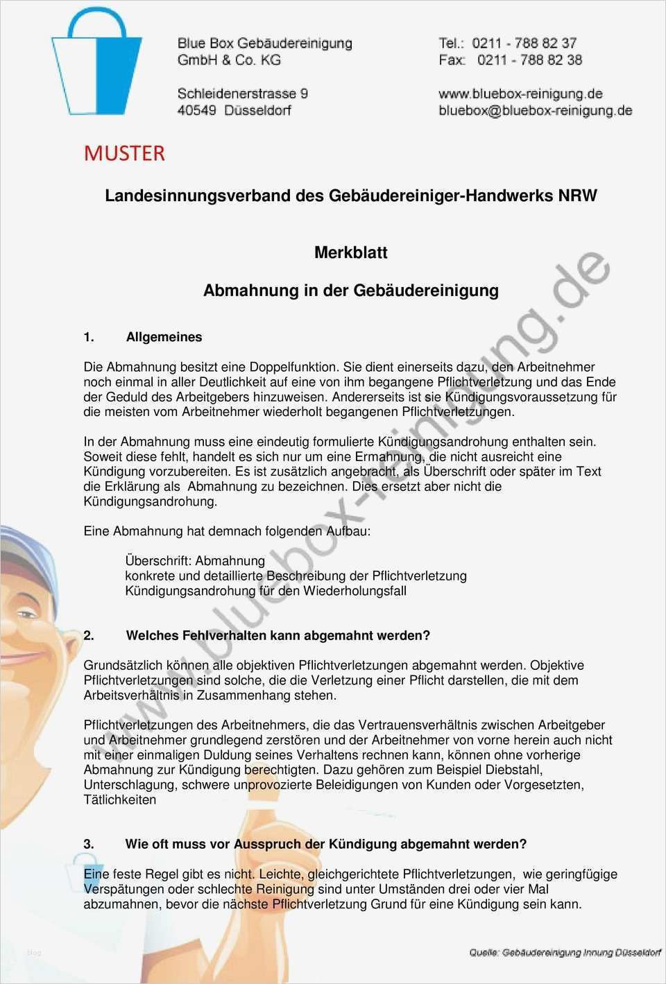 Kündigung Wegen Nicht Erbrachter Leistung Vorlage Bewundernswert Landesinnungsverband Des Gebäudereiniger Handwerks Nrw