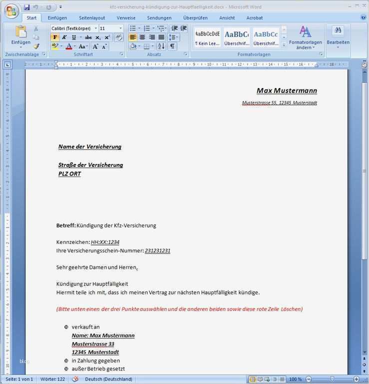 Kündigung Wohnung Vorlage Word Einzigartig Kündigung Vorlage Word