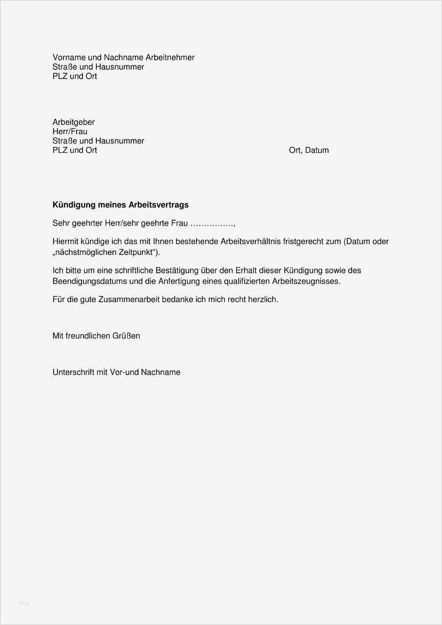 Kündigungsschreiben Arbeitnehmer Vorlage Kostenlos Word Schön Kündigung Arbeitsvertrag Vorlage Kostenlos Arbeitnehmer