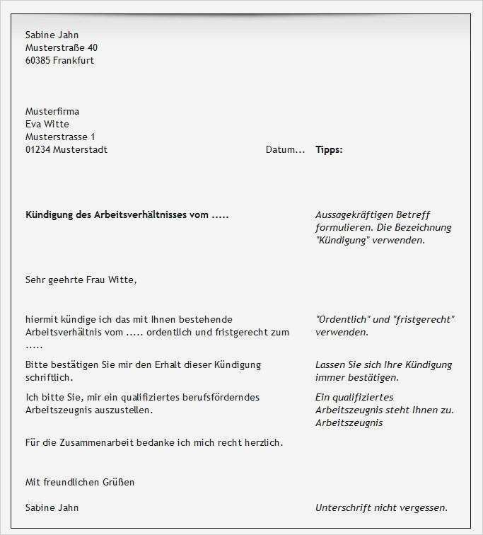 Kündigungsschreiben Arbeitsverhältnis Vorlage Kostenlos Großartig Gratis Vorlagen & Tipps Zum Arbeitsvertrag Kündigen