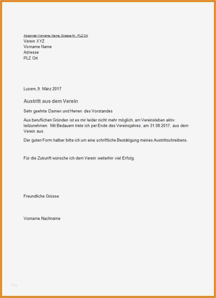 Kündigungsschreiben Verein Vorlage Bewundernswert 10 Kündigung Verein Vorlage