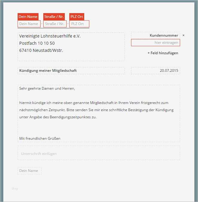 Kündigungsschreiben Verein Vorlage Genial Vereinigte Lohnsteuerhilfe Kündigen Vorlage Download