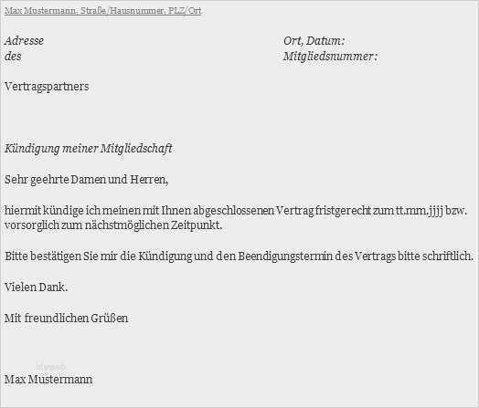 Kündigungsschreiben Verein Vorlage Gut Kündigungsschreiben Verein Vorlage Gut Mitgliedschaft