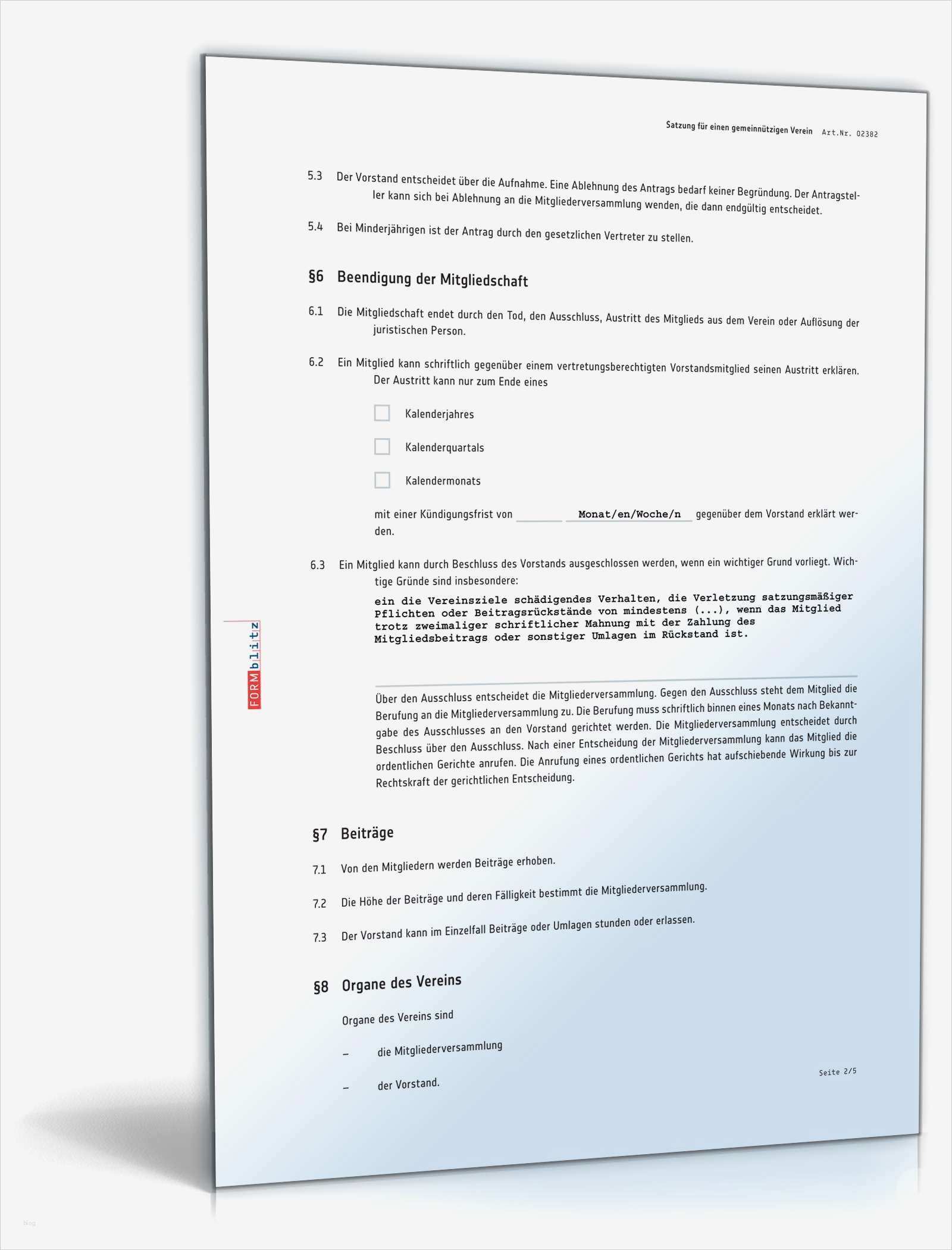 Kündigungsschreiben Vorlage Verein Schönste Satzung Gemeinnütziger Verein Muster Zum Download