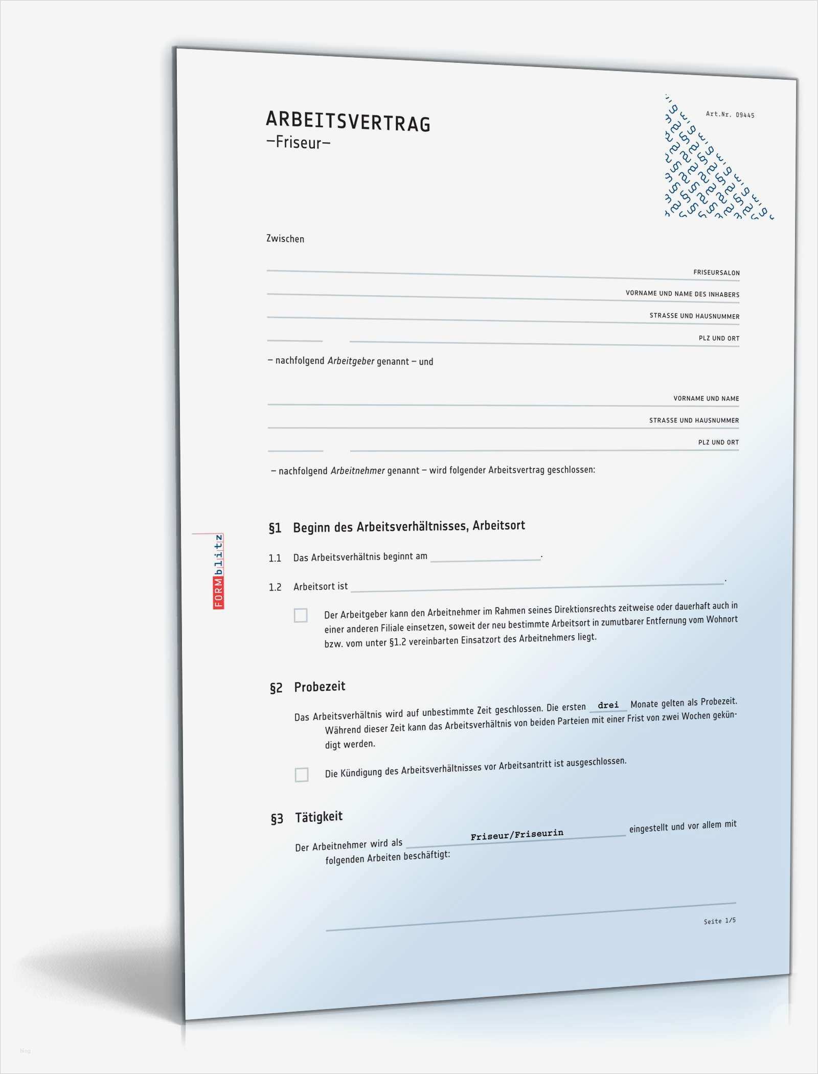 Kündigungsschreiben Vorlage Vertrag Schön Arbeitsvertrag Friseur Rechtssicheres Muster Zum Download