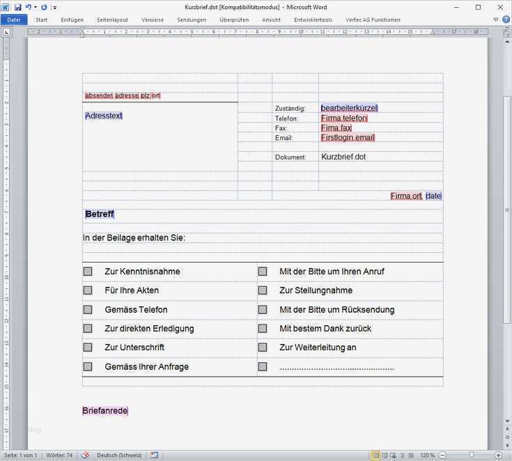 Kurzbrief Vorlage Einzigartig Customizing Vertec Passt Sich Ihren Wünschen An