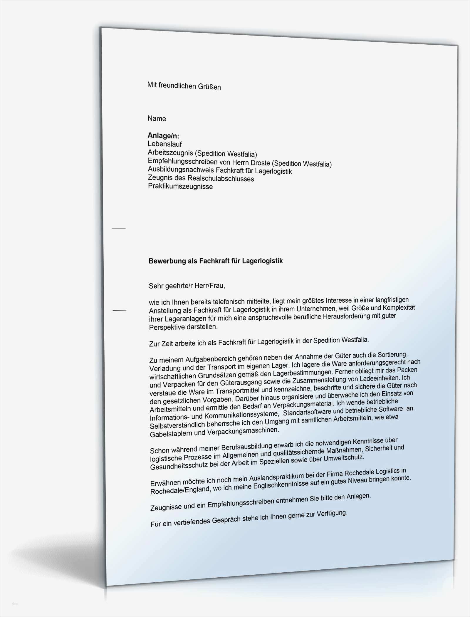 Lagerlogistik Bewerbung Vorlage Fabelhaft Anschreiben Bewerbung Lagerlogistik