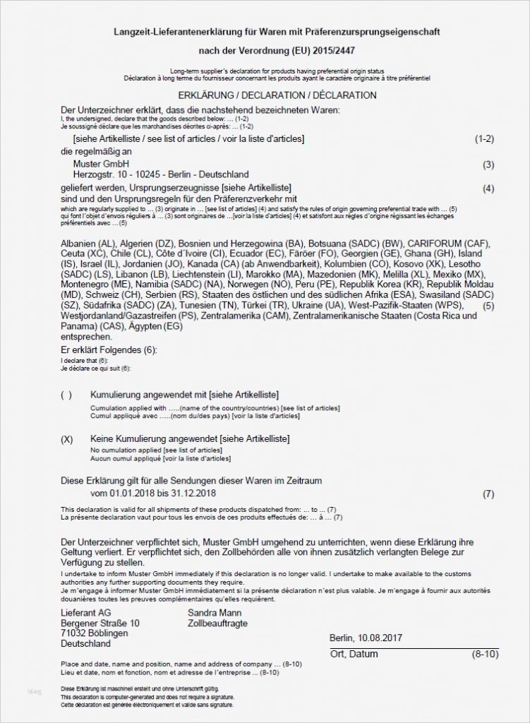 6 Bewundernswert Langzeitlieferantenerklärung Vorlage Bilder 1 Langzeitlieferantenerklärung Vorlage Einzigartig Langzeit Lieferantenerklärung Lle Vorlage & Muster