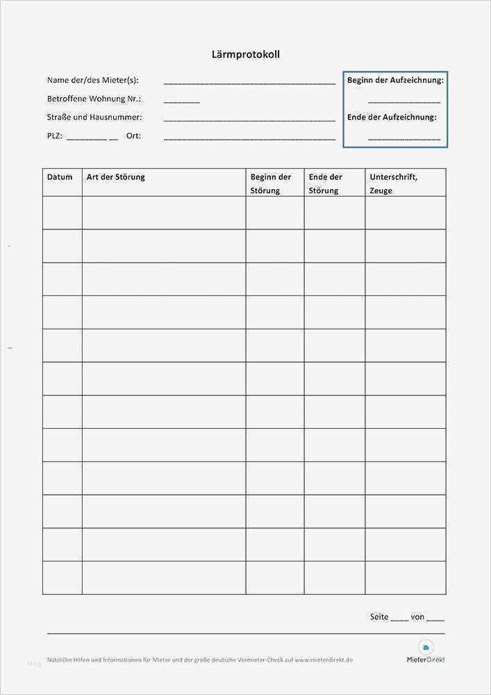 Lärmprotokoll Vorlage Kostenlos Luxus Lärmprotokoll