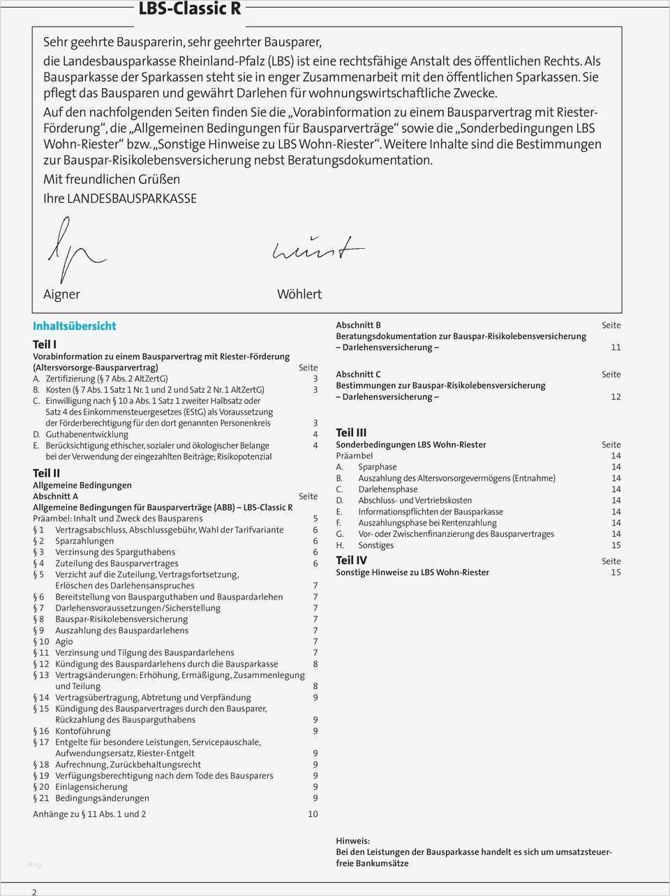 Lbs Wohn Riester Kündigen Vorlage Inspiration Vorabinformation Zu Einem Bausparvertrag Mit Riester