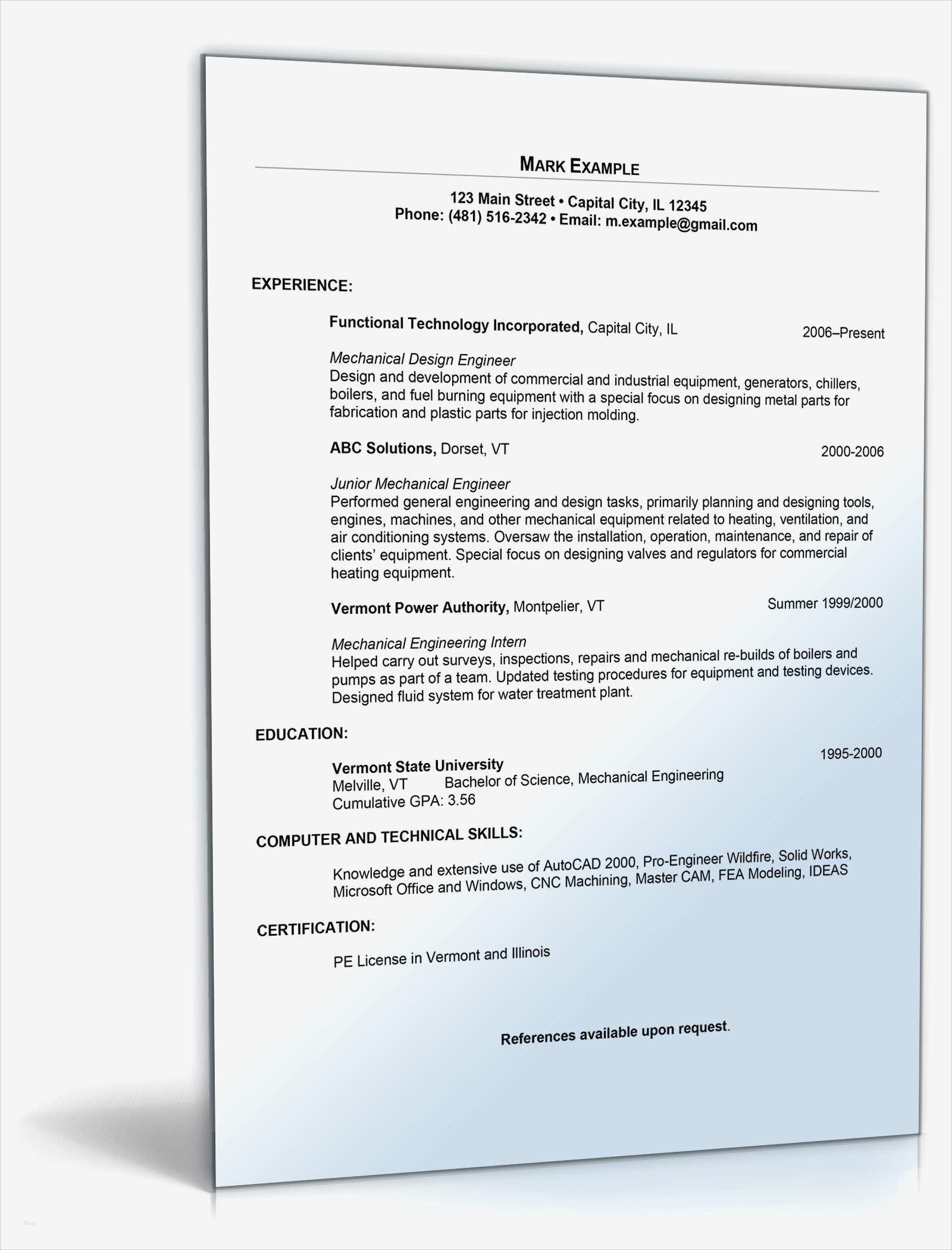 Lebenslauf Auf Englisch Vorlage Großartig Sample Resume for Engineering Position • De Bewerbung Download