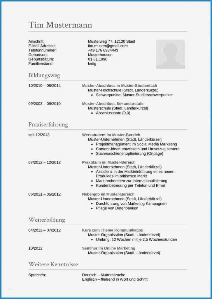 Lebenslauf Auf Englisch Vorlage Kostenlos Best Of Tabellarischer Lebenslauf Englisch Muster Vorlage 12
