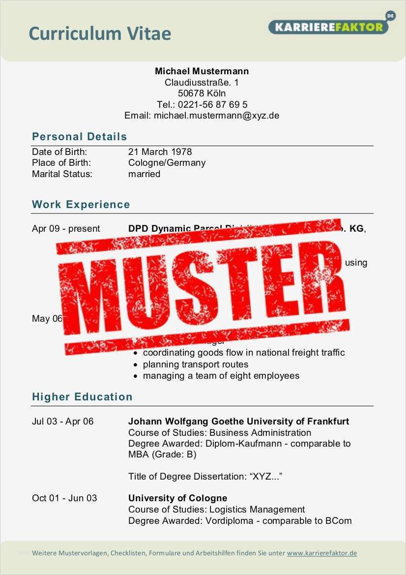 Lebenslauf Auf Englisch Vorlage Kostenlos Cool Englischer Lebenslauf