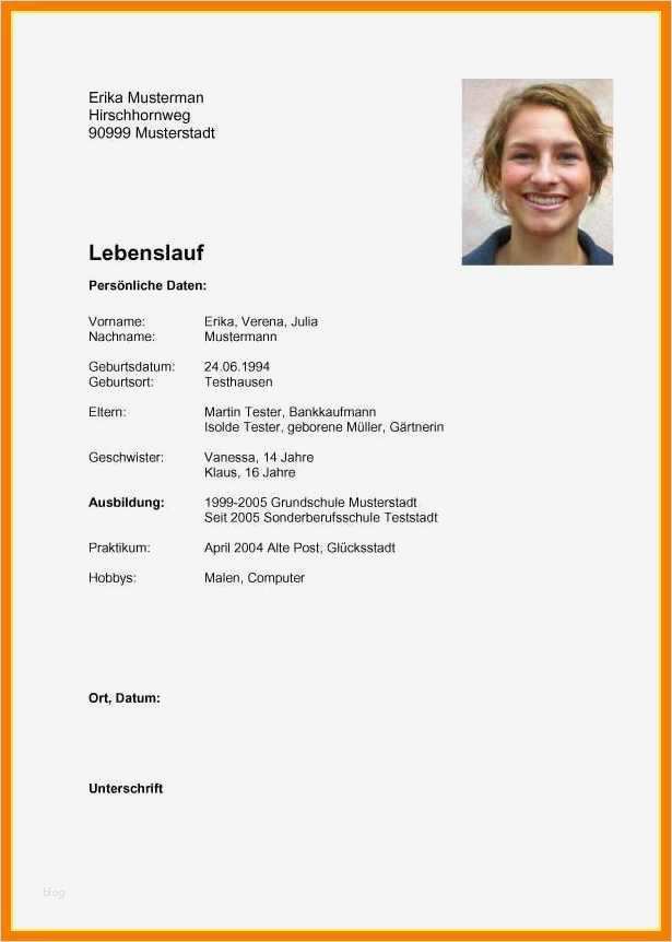 Lebenslauf Deutsch Vorlage Erstaunlich 11 Lebenslauf Vorlage Deutsch
