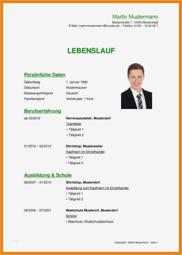 Lebenslauf Deutsch Vorlage Luxus 11 Lebenslauf Vorlage Deutsch