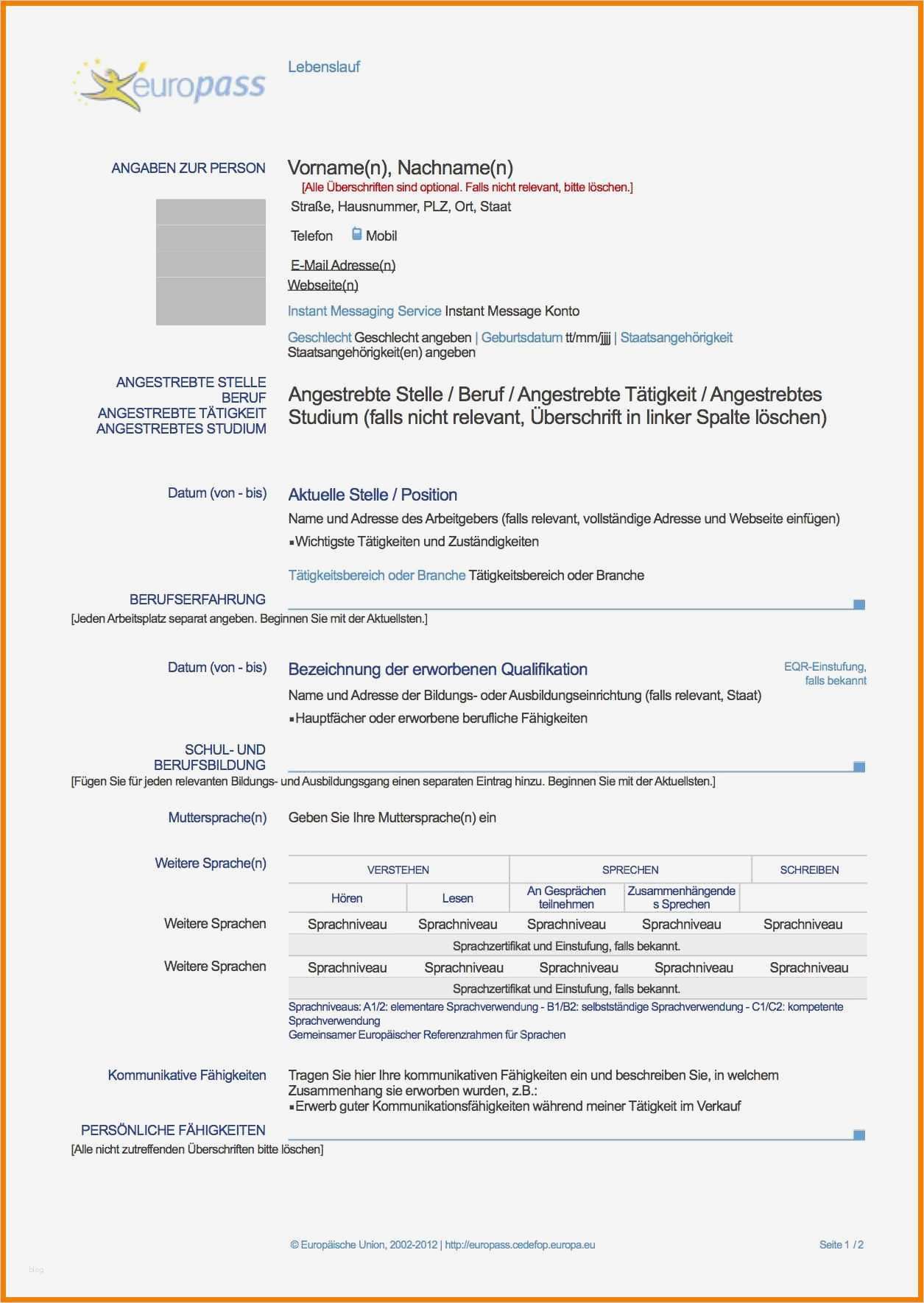 Lebenslauf Deutsch Vorlage Wunderbar 10 Cv Deutsch Muster