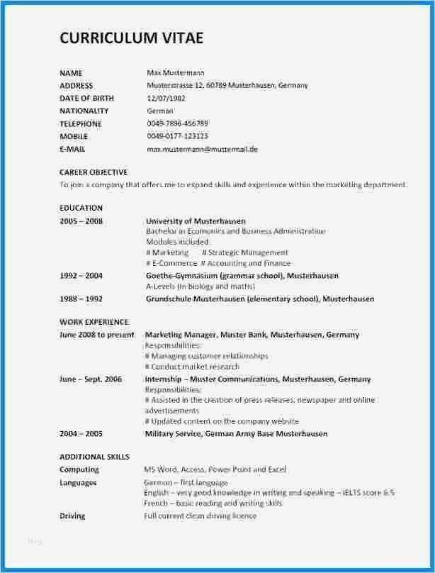 Lebenslauf Englisch Vorlage Einzigartig 17 Cv Vorlage Englisch