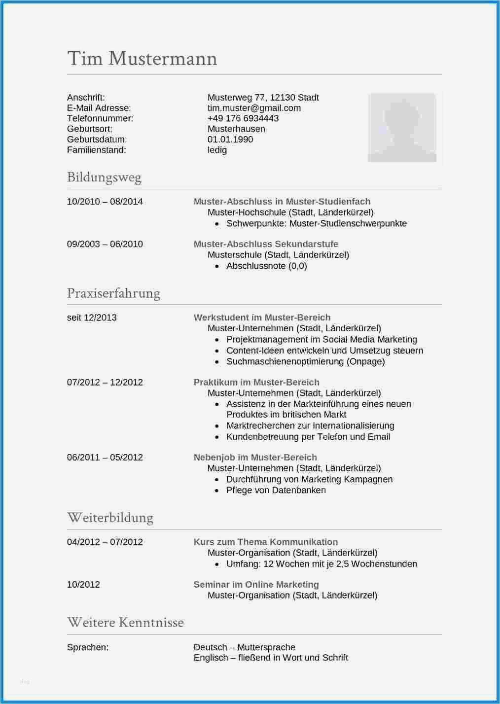Lebenslauf Englisch Vorlage Einzigartig Tabellarischer Lebenslauf Englisch Muster Vorlage 12